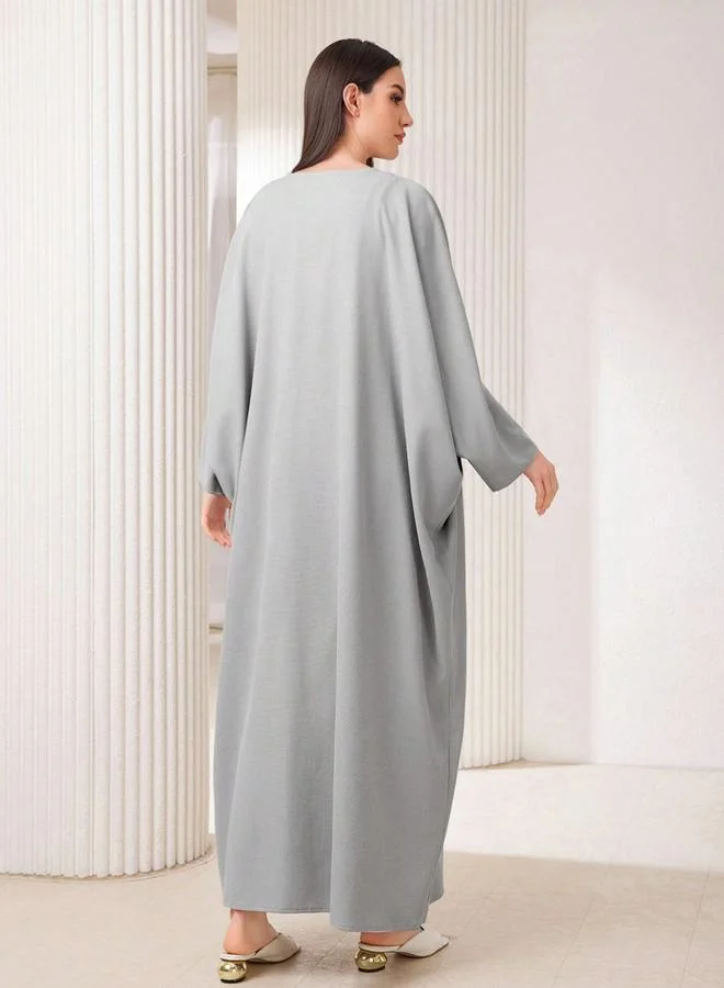 Take Two  Women Solid Batwing Sleeves Front Open Abaya for Women | Best Price UAE